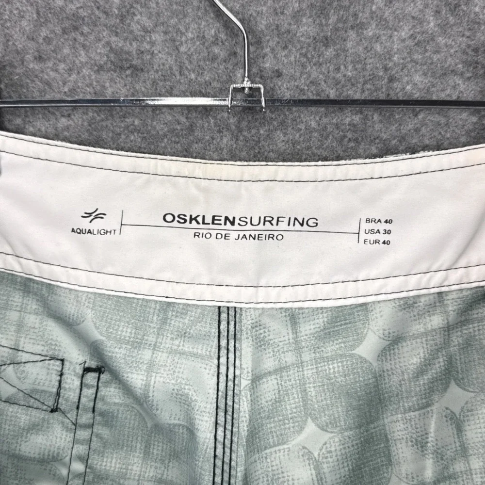 Osklen Surfing Rio de Janeiro Aqualight Board Shorts Green Floral Mens Size 30